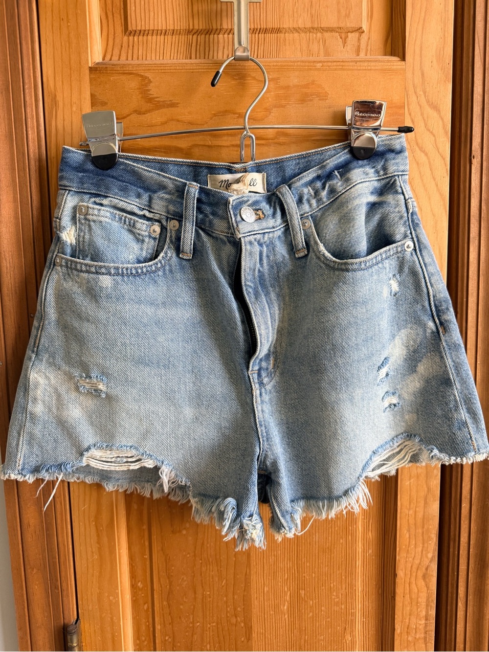 Madewell Light Blue Distressed Denim Cutoff Shorts